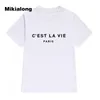 Dam T-shirt Toppar T-shirt Bomull Dam 2022 Sommar Kortärmad Poleras Mujer Top Tee Femme Paris T-shirts med tryck