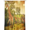 Rideau Drapés Afrique Girafe Prairie Coucher De Soleil Tulle Sheer Fenêtre Rideaux Pour Salon La Chambre Moderne Voile Organza DrapesRideau