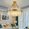 Nuove lampade a ciondolo in cristallo di lusso Lampadella Gold Gold Hanging Lampada Round Metal Lamp Base per decorazioni per arredamento per la sala da pranzo Cucina