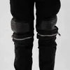 Amirs 2022 джинсы CH дизайнер улица мода бренд мытья воды черная кожа коллаж колена молния яма эластичная стройная подходящая маленькая нога мужчин