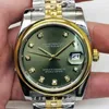 Роскошные дизайнерские часы Superclone Datejust Ro Date Aaaaa Mens Mechanical Watch Автоматический журнал семейного стола Зеленый камень между арками