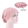 Muslimische Frauen Stretch Sleep Chemo Hat Watte -Beanie Schlaf Hijab Turban Kopfwäsche Kappe Kopfpack für Haarausfall Accessoires de696