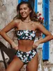 Maillot de bain bikini maillot de bain femmes imprimer taille haute bikini ensemble dos croisé bandeau maillot de bain femme plage porter Biquini 220504
