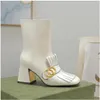 Stivali da nappa Donna Cowhide Zipper Cinta Filla Designer Avvio caviglia al 100% Lady High Heels Fashion Autumn Inverno Spese Spese Shoe Shoe