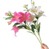 One Real Touch Lily Flower Branch 6 Heads Faux Artificial PU Greenish Lily Stem 76cm for Wedding Centerpieces Floral Arrangement