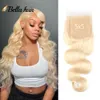 11A 613 Blonde Transparent Top Lace Closure avec cheveux de bébé droite pré-épilée brésilienne vierge Remy cheveux humains 4x4 5x5 6x61612140