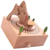 Decorative Objects & Figurines Wooden Musical Box Featuring Mountain Tunnel With Small Moving Magnetic Train Plays