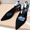 pointed high women's thick heels 2022 spring new black temperament Baotou semi slippers shallow mouth single shoes