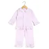 100 Coton Seersucker deux pièces Spring Summer Pink Ruffle Button Kids Pyjamas Boys and Girls Pâques Pajamas Sets 220715