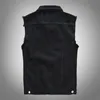 Men's Vests Sokotoo Black Jean Vest Slim Fringe Denim Waistcoat Sleeveless Tank Top Kare22