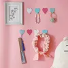 1 Pc Creative Metal Heart-shaped Cute Hook Strong Adhesive Girl Heart Hook No Trace After Paste Door Hook Home Organizer B0614G11