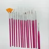 15pcs unhas art -brecha de acrílico conjunto pintando caneta arte pincel de salão de acrílico pincel de unha kit de pincel de esmalte para manicure ferramenta