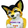 Fursuit Husked Husked cão Fox Wolf Mascot Traje Fur Cartoon Personagem Boneca Halloween Party Party Set Shoe # 303