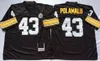 Mi08 Vintage 33 Merril Hoge 59 Maillots de Football Jack Ham 36 Jerome Bettis 43 Troy Polamalu 47 Mel Blount 52 Mike Webster 58 Jack Lambert 86 Hines Ward Chiffon Cousu Noir