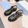 Luxe sandaalontwerper Sandaalplatform Glides Woman Sandles Real lederen enkelband Zomer gladiator dames sandalen schoenen blauw