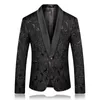 Pyjtrl Mens Fashion Black Jacquard Rose Blazer Slim Fit Suit Jack 201104