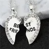 Best Friends Two Halves Heart Pendant Necklaces Gold/Silver Fashion Symbol of Friendship Gifts for Friend Party Decoration GCB15049