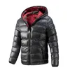 2022 Ny vinterjacka Mäns fritid Högt snygga Pure Color Pocket -dragkedja Design Stand Collar Hooded Långärmad kappa L220725