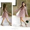 Herfst babymeisjes baljurk prinses jurk kinderen kinderen lange mouw kleding lolita stijl bloembladen bovenkleding