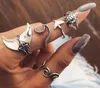 5pcs/set set di anelli vintage per donne boho geometriche di tartaruga argento coda anelli set di anelli con le dita del dito