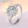 Neuer kreativer Mosang-Stein-Schneeflocken-Steine-Ring, europäischer und amerikanischer Hochzeits-Diamantring, Öffnungseinstellung für Damen