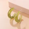 Colorful Geometric C-Shaped Hoop Earrings For Women Girls Transparent Resin Earrings Party Travel Jewelry Gifts Accessories