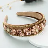 2022 Luxury Diamond Flower Headband Fashion Hårtillbehör Kvinnor Trend Temperament Bankett Pärl Hårband Hårband Girl Huvudbonader