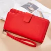 Portefeuilles Portefeuille Femme PU Cuir Embrayage Bourse Rouge 3Fold Femmes Fermeture Éclair Sangle Sac D'argent Pièce Pour IPhone