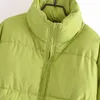 Parkas de invierno para mujer, abrigo Jakcet, prendas de vestir con cremallera verde, prendas de vestir de manga larga a la moda, abrigo cálido con bolsillos informales sólidos, chaqueta gruesa L220730