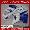 Carene per YAMAHA FZRR FZR 250R 250RR FZR 250 R RR FZR250R 1996 1997 Corpo 144No.78 FZR-250 FZR250 R RR 96 97 FZR250RR FZR250-R FZR-250R 96-97 Kit carrozzeria blu bianco