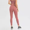 L_108B Leggings a vita alta Pantaloni da yoga senza linea a T con tasca in vita Collant elastici con sensazione di nudo