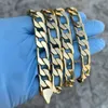 Italiensk figaro länkkedja 24 "halsband 14k gult fint fasta guld fyllda 10mm