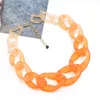 Manufacturer short chunky twist dye orange transparent rin women cuban chain necklace