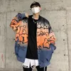 Men's Jackets Spring Men Long Sleeve Casual Big Graffiti Letter Gradient Coat Buttons Top Cotton Street Oversize JacketMen's