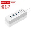 Adaptador de concentrador de datos USB 3.0/2.0 de 4 puertos Divisor USB delgado Compatible con Windows 7/Vista/XP Sin necesidad de controlador