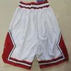 Ed Black White Red 23 Basketbal Pocket Shorts Top Kwaliteit Retro met bedrukte Baskeball Short Men Size S-XXL