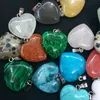 Mix Color Heart Natural Stone Pendants with Sand Stone Turquoise Quartz Malachite Red for Jewelry Necklace DIY Making ys222