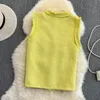 Nya kvinnors V-ringnings ärmlös tweed ullfast färg enkelbröst Vest-kapptankar ml