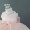 Robes de fille été robe Tutu robe de baptême 1er anniversaire pour bébé fille rose princesse infantile fête perles vêtements de mariage