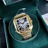dropshipping-Golg Mens Watches Square Skeleton 39mm size Watch All Stainless Steel Casual Business Quartz WristWatch