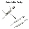 4 I 1 Multifunktionellt utomhusbordsartiklar Rostfritt stål Foldbar gaffel Kniv Kit Picnic Traveling Toming Camping Supplies Y220530