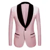 Moda Kırmızı Pembe Siyah Beyaz Mavi erkek Desenli Suit Slim Fit Groomsmen Smokin Blazers Düğün Şal Yaka Takım Elbise Ceket 220409