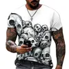 Skull 3D Print Magliette da uomo Summer Loose ONeck Manica corta Scheletro Top Street HipHop Tees Abbigliamento uomo T-shirt oversize 220607