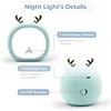 Veilleuse mignonne en forme de cerf et de lapin, Rechargeable, contrôle tactile, 3 luminosité, lampe de chevet de Table réglable pour enfants et bébés