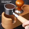 51/54/58MM Manual Wood Coffee Tamper Holder Mat Barista Espresso ing Latte Art Pen Accessories 220509