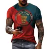 Retro 3D geprinte zomerheren t -shirts mode casual ronde nek comfortabel camiseta oversized ademende vintage stijl 220607