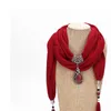 Ethnic Style Women Scarf Ceramic Beads Fringed Peacock Pendant Plain Color Long Tassel Necklace