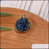 Other Jewelry Findings Components Resin Druzy Round Pendant Charm For Bracelet Necklace Earring 18K Sier Plated Diy Best Wedding Accessory