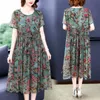 Vintage Floral Chiffon Boho Midi Dress Summer 4XL Plus Size Print Beach Casual Sundress Elegant Women Bodycon Party Vestido 220518