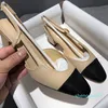 Женщины летние лоскутные камеры неглубокие сандалии женская классика обувь смешанная цветовая коренастая одиночная обувь подлинная кожаная сандалии Slingback2022